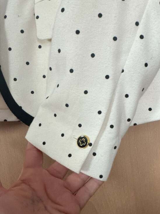 Merona White and Black Polka Dot Blazer with Contrast Trim Size 4 - Picture 3 of 4